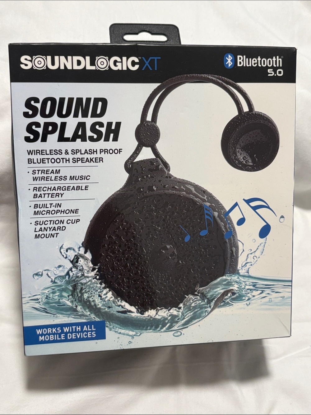 NIB SOUNDLOGIC Bluetooth 5.0 Sound Splash Wireless & Splash Proof Speaker